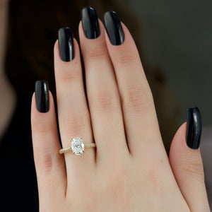 The Kayla Set  With A 2 Carat Oval 18K Yellow Gold Moissanite