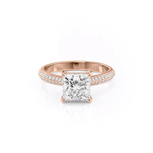 The Kayla Set With A 1.5 Carat Princess 14K Rose Gold Lab Diamond