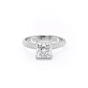 The Kayla Set  With A 2.5 Carat Princess 18K White Gold Moissanite