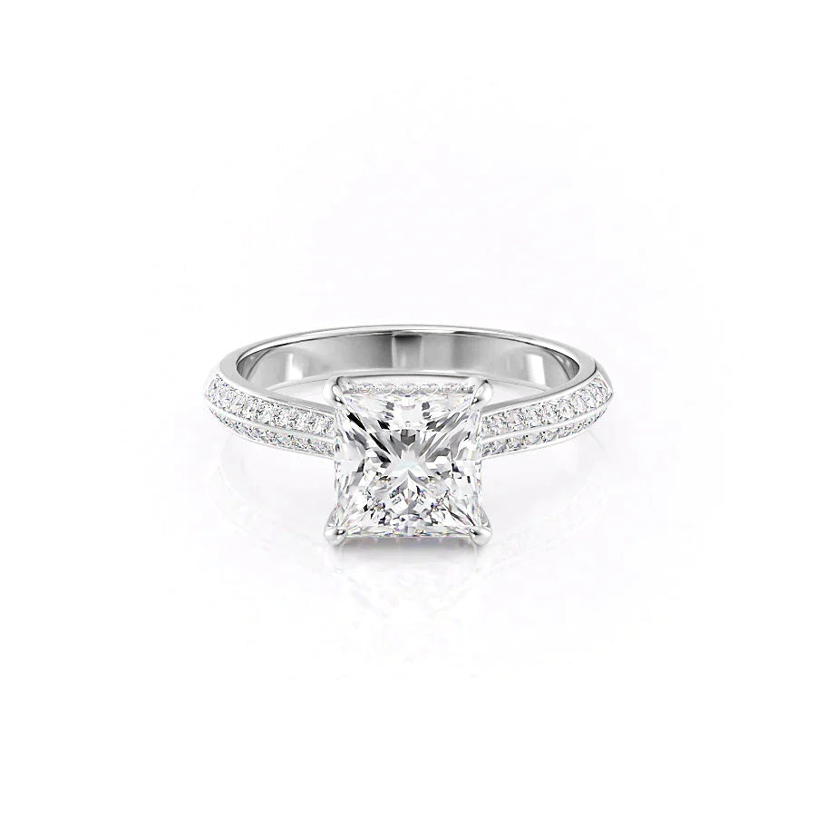 The Kayla Set  With A 2 Carat Princess 18K White Gold Moissanite