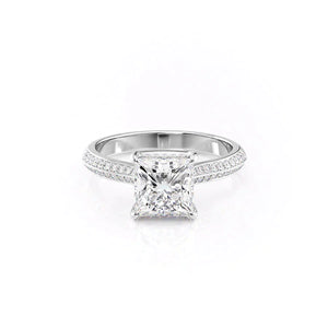 The Kayla Set With A 3 Carat Princess 14K White Gold Lab Diamond