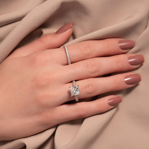 The Kayla Set  With A 4 Carat Princess 14K White Gold Moissanite