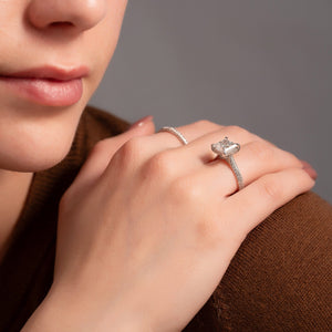 The Kayla Set  With A 3 Carat Princess 18K White Gold Moissanite