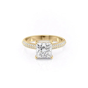 The Kayla Set  With A 4.5 Carat Princess 14K Yellow Gold Moissanite