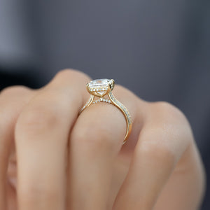 The Kayla Set  With A 2 Carat Princess 18K Yellow Gold Moissanite