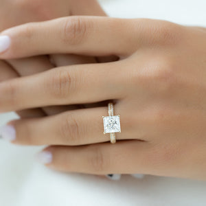 The Kayla Set With A 1 Carat Princess 18K Yellow Gold Lab Diamond