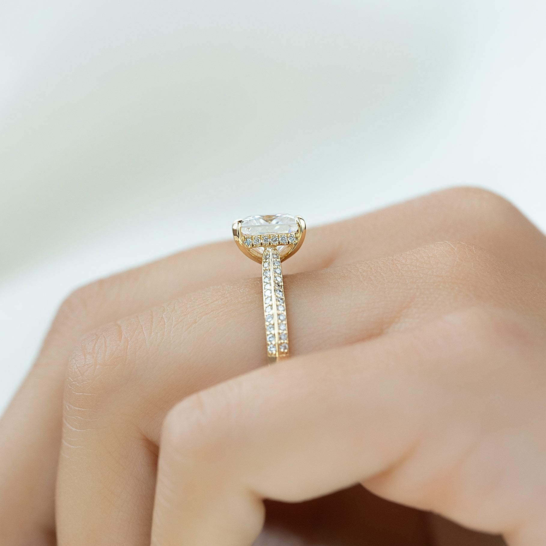 The Kayla Set  With A 3 Carat Princess 18K Yellow Gold Moissanite