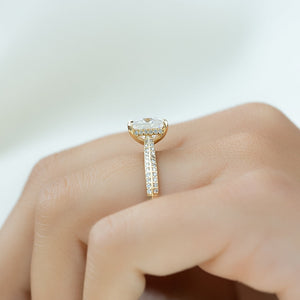 The Kayla Set  With A 2.5 Carat Princess 14K Yellow Gold Moissanite