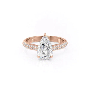 The Kayla Set With A 2.5 Carat Pear 14K Rose Gold Lab Diamond