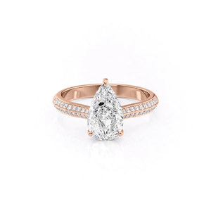The Kayla Set  With A 3 Carat Pear 14K Rose Gold Moissanite