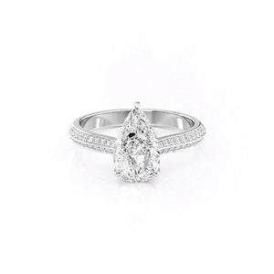 The Kayla Set With A 2 Carat Pear 18K White Gold Lab Diamond