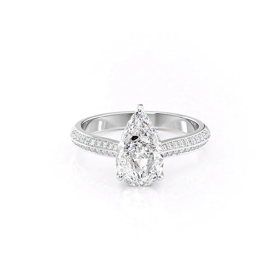 The Kayla Set With A 1 Carat Pear 18K White Gold Lab Diamond