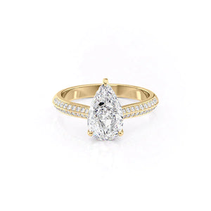 The Kayla Set With A 2 Carat Pear 18K Yellow Gold Lab Diamond