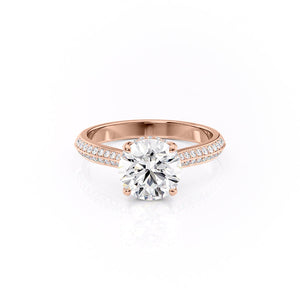 The Kayla Set  With A 3.5 Carat Round 14K Rose Gold Moissanite