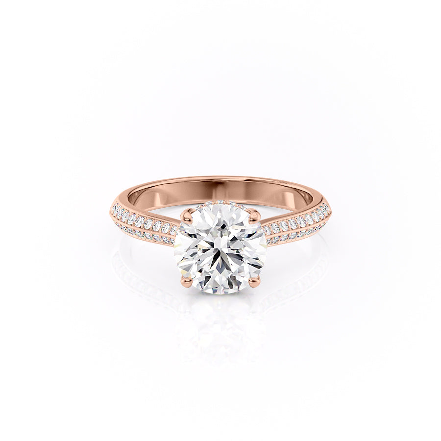 The Kayla Set  With A 2 Carat Round 14K Rose Gold Moissanite