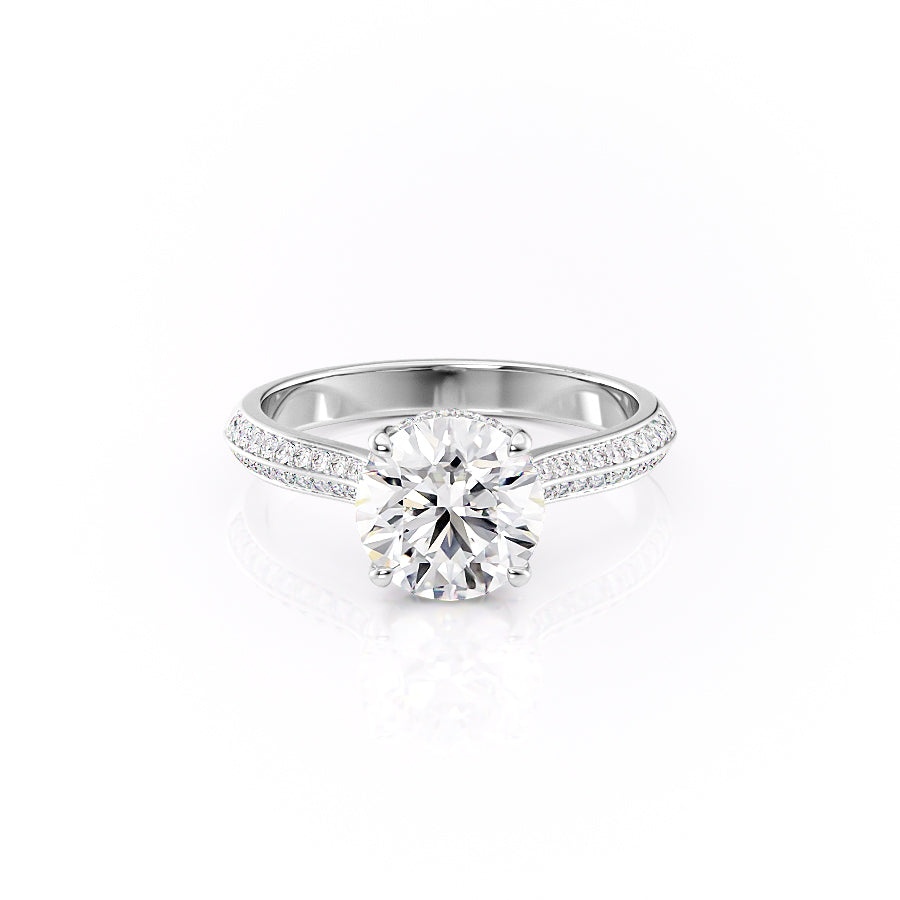 The Kayla Set  With A 3 Carat Round 14K White Gold Moissanite