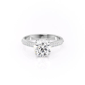 The Kayla Set  With A 3 Carat Round 14K White Gold Moissanite