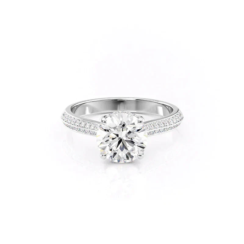 The Kayla Set  With A 4.5 Carat Round 18K White Gold Moissanite