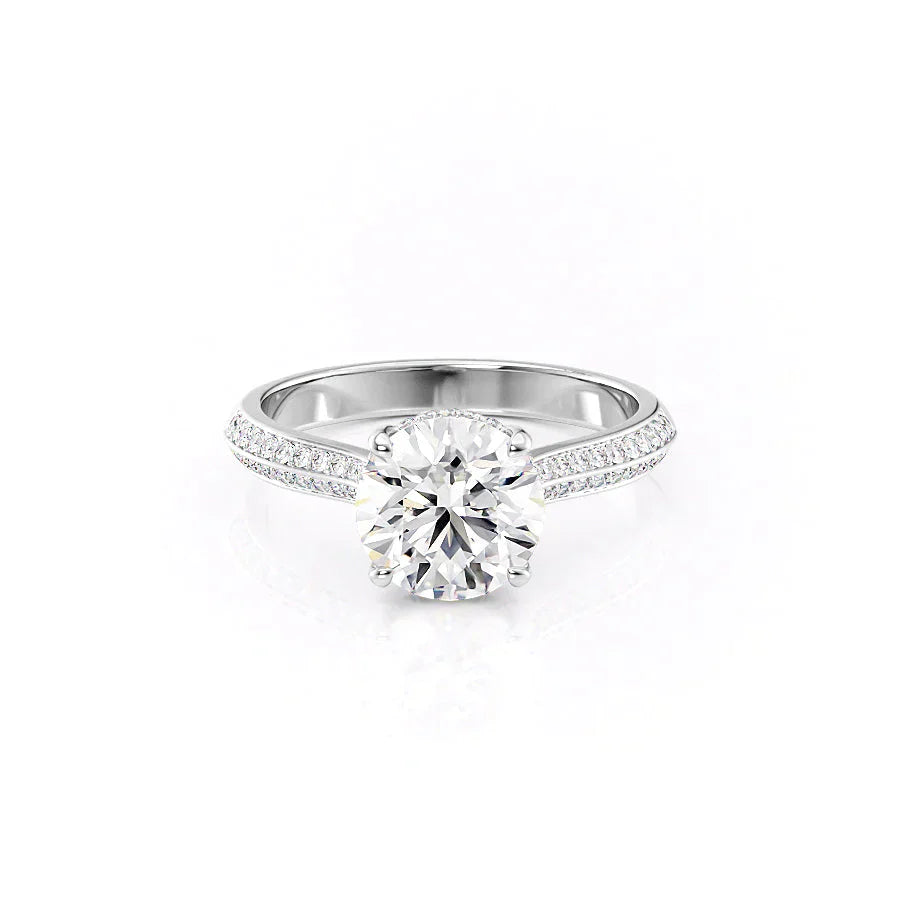 The Kayla Set With A 3 Carat Round 18K White Gold Lab Diamond