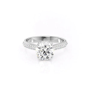 The Kayla Set  With A 4.5 Carat Round 14K White Gold Moissanite