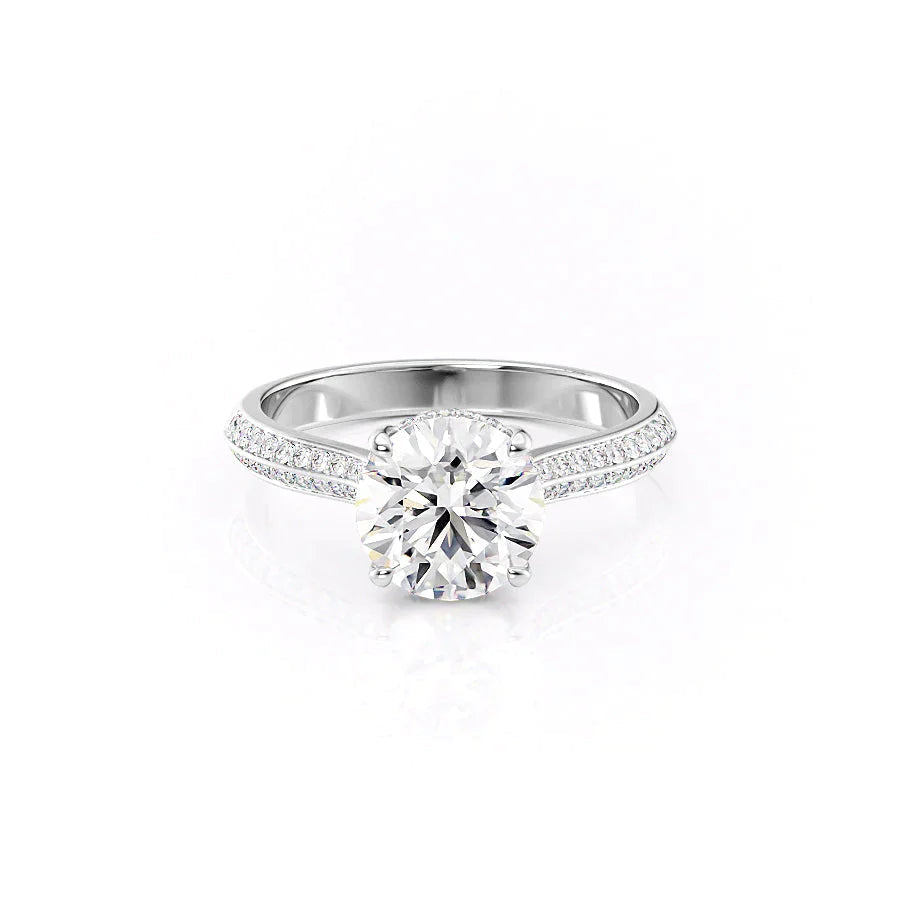 The Kayla Set  With A 2 Carat Round 18K White Gold Moissanite
