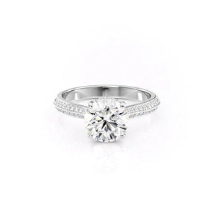 The Kayla Set  With A 2 Carat Round 18K White Gold Moissanite