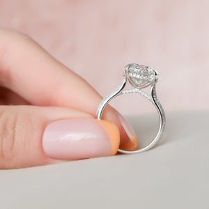 The Kayla Set  With A 3 Carat Round 14K White Gold Moissanite