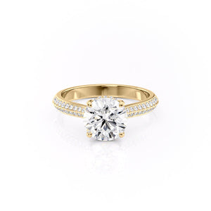The Kayla Set With A 1.5 Carat Round 18K Yellow Gold Lab Diamond