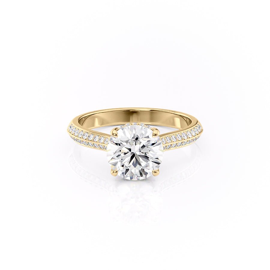 The Kayla Set  With A 5 Carat Round 18K Yellow Gold Moissanite