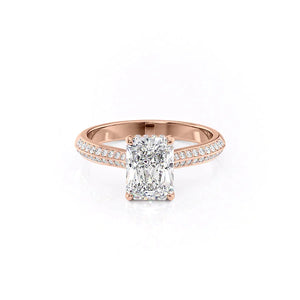 The Kayla Set  With A 3.5 Carat Radiant 14K Rose Gold Moissanite