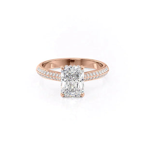 The Kayla Set With A 1.5 Carat Radiant 14K Rose Gold Lab Diamond