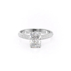 The Kayla Set  With A 3 Carat Radiant 18K White Gold Moissanite