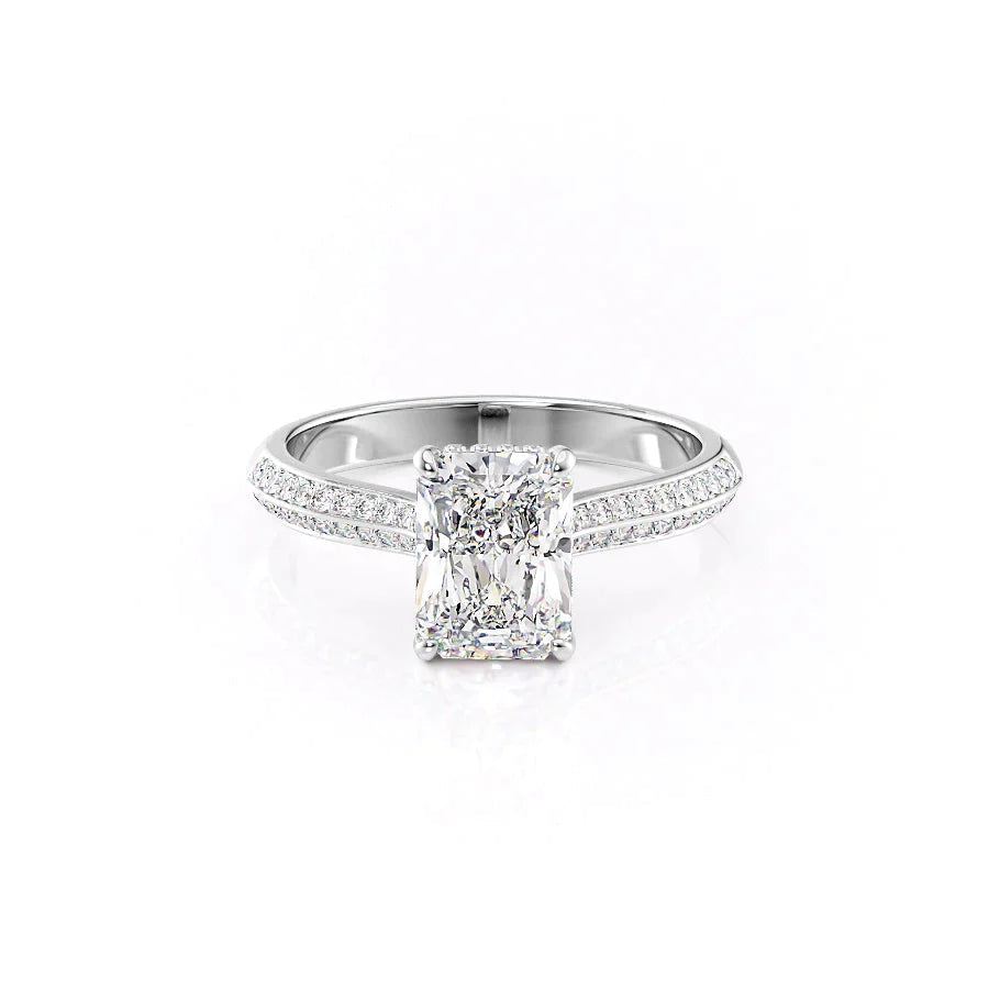 The Kayla Set  With A 2.5 Carat Radiant 14K White Gold Moissanite