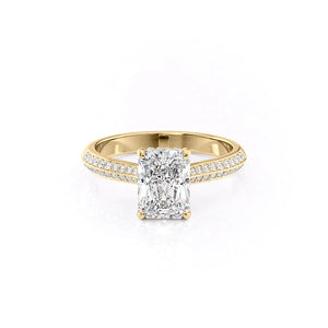 The Kayla Set With A 1.5 Carat Radiant 18K Yellow Gold Lab Diamond