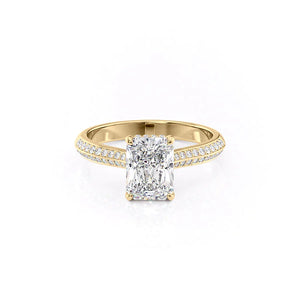 The Kayla Set  With A 3 Carat Radiant 18K Yellow Gold Moissanite