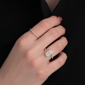 The Pave Skyler Set With A 1.5 Carat E. Cushion 18K Yellow Gold Lab Diamond
