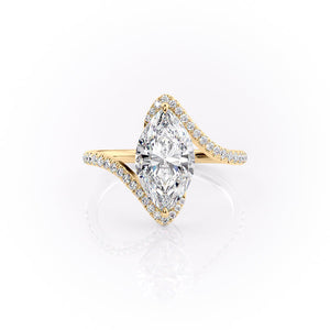 The Skyler Set With A 1 Carat Marquise 14K Yellow Gold Lab Diamond