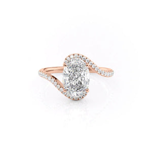 The Pave Skyler Set With A 1 Carat Oval 14K Rose Gold Lab Diamond