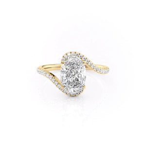 The Pave Skyler Set With A 1.5 Carat Oval 14K Yellow Gold Lab Diamond