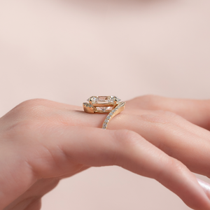 The Skyler Set With A 1 Carat Oval 18K Yellow Gold Lab Diamond
