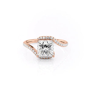 The Pave Skyler Set With A 2.5 Carat Princess 14K Rose Gold Lab Diamond