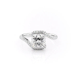 The Pave Skyler Set With A 1.5 Carat Princess 18K White Gold Lab Diamond