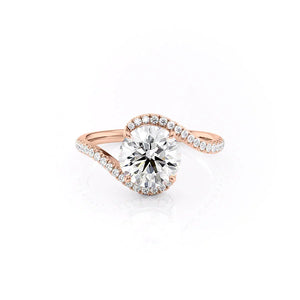 The Pave Skyler Set  With A 3.5 Carat Round 14K Rose Gold Moissanite