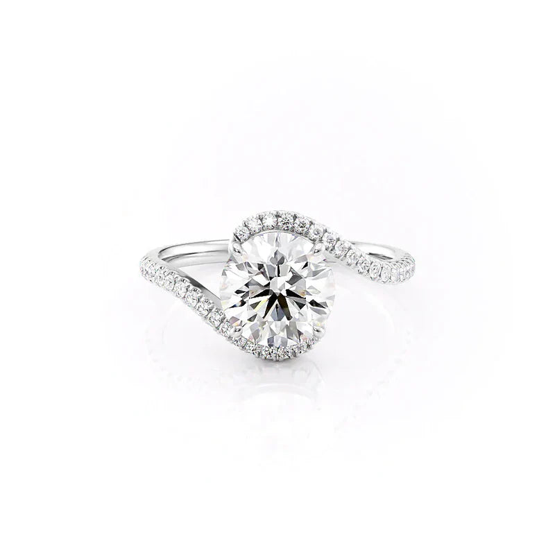 The Pave Skyler Set  With A 4.5 Carat Princess 14K White Gold Moissanite