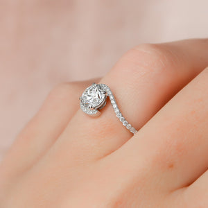 The Pave Skyler Set With A 1 Carat Round 18K White Gold Lab Diamond