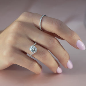 The Pave Skyler Set With A 1 Carat Round 14K White Gold Lab Diamond