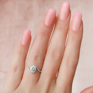 The Pave Skyler Set With A 1 Carat Round 18K White Gold Lab Diamond