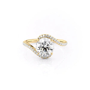 The Pave Skyler Set  With A 4.5 Carat Round 18K Yellow Gold Moissanite