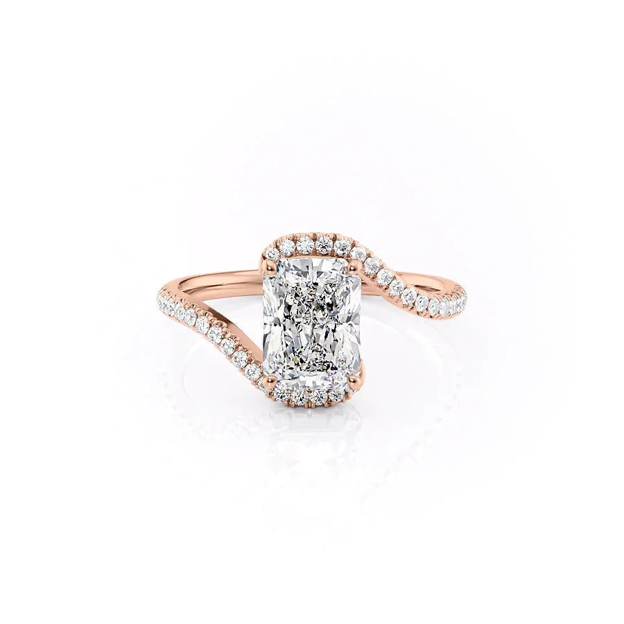 The Pave Skyler Set With A 1 Carat Radiant 14K Rose Gold Lab Diamond