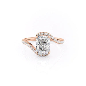 The Pave Skyler Set  With A 2 Carat Radiant 14K Rose Gold Moissanite